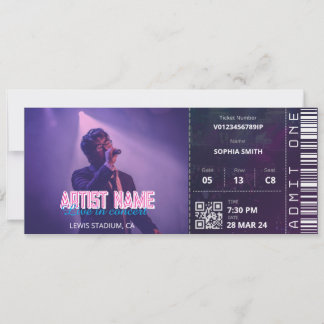 Custom Concert Ticket Invitation Live Music Event