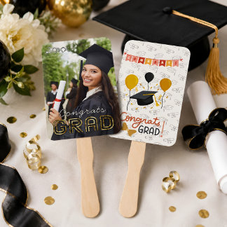 Custom Congrats Grad Modern Simple Preppy Photo Hand Fan