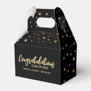 Custom Congratulation Class graduation black gold Favour Box