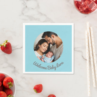 custom Congratulations baby boy blue welcome baby Napkin