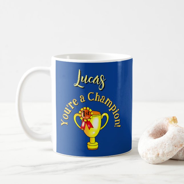 Custom Congratulations Champion Trophy Coffee Mug (With Donut)