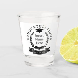 Custom Congratulations Class of 2023 black letter Shot Glass