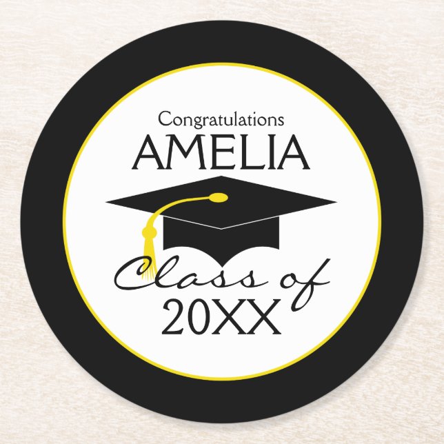 Custom Congratulations Class Of Round Paper Coaster (Front)