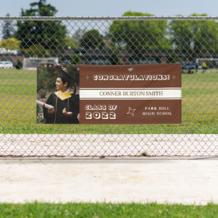 Custom Congratulations with Stripe  Mahogany/White Banner