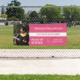 Custom Congratulations with Stripe   Pink/White Banner