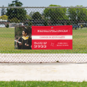 Custom Congratulations with Stripe   Red/White Banner