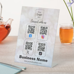 Custom Connect with us Social Media  qr Pedestal Sign