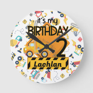 Custom construction 2nd birthday round clock
