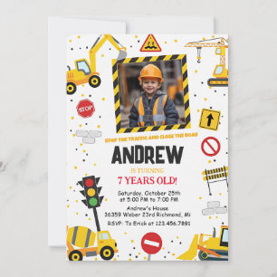 Custom Construction Birthday Party with Image Invitation