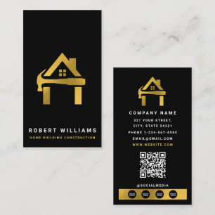 Custom Construction Black Gold Home Building Lux Business Card