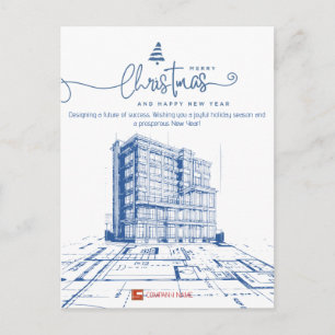Custom Construction & Design, Architect Blueprint Holiday Postcard