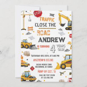 Custom Construction Dump Truck Birthday  Invitation