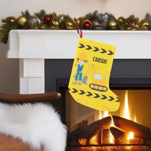 Custom Construction Kids Small Christmas Stocking