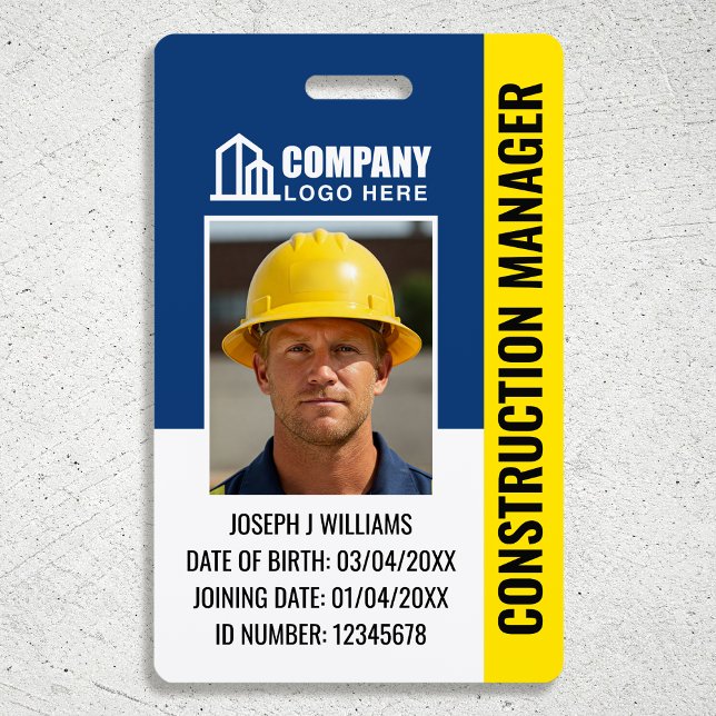 Custom Construction Site ID Logo QR Code Navy Blue Badge (Creator Uploaded)