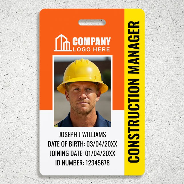 Custom Construction Site ID Logo QR Code Orange Badge (Creator Uploaded)
