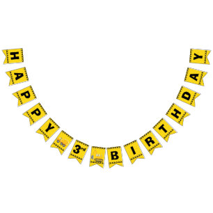 Custom Construction Truck Kids 3rd Birthday Party Bunting