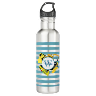 Custom Construction Trucks Blue Stripe 710 Ml Water Bottle