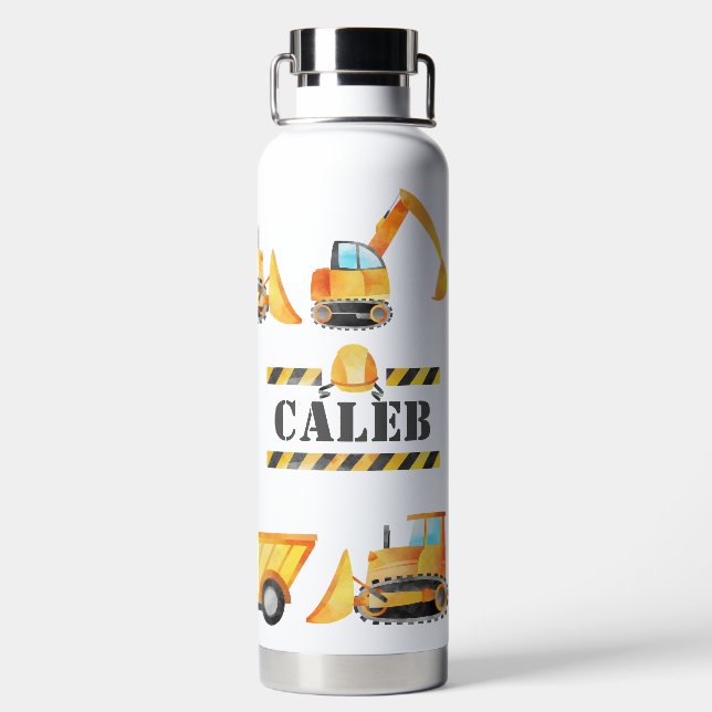 Custom Construction Water Bottle | Custom Name (Back)