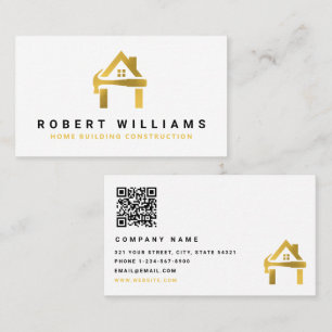 Custom Construction White Gold Home Building Lux Business Card