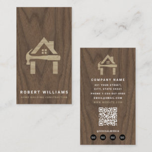 Custom Construction Wood Home Building Lux Business Card