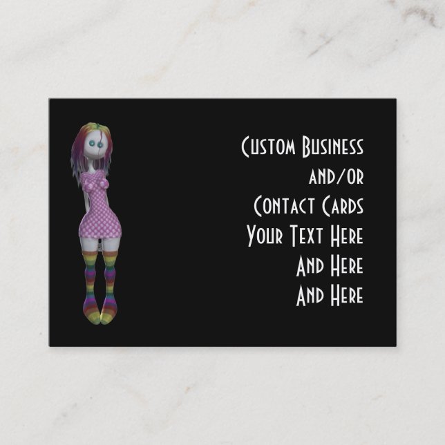 Custom Contact Cards Rainbow Hair 3D Bonga Doll (Front)