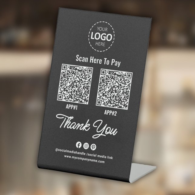 Custom Contactless Payment QR Code Black Pedestal Sign (Creator Uploaded)