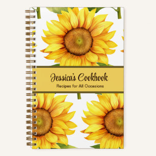 Custom Cookbook Sunflower Flowers Recipes Notebook
