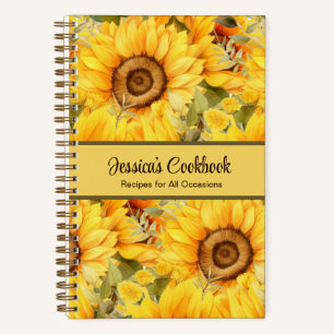 Custom Cookbook Sunflower Flowers Recipes Notebook