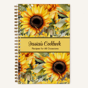 Custom Cookbook Sunflower Flowers Recipes Notebook
