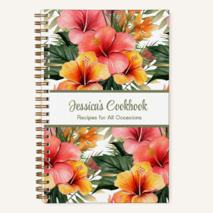 Custom Cookbook Tropical Flowers Recipes Notebook