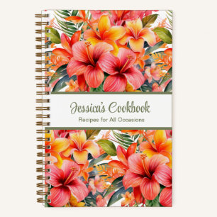 Custom Cookbook Tropical Flowers Recipes Notebook