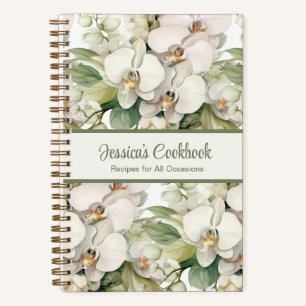 Custom Cookbook White Orchids Recipes Notebook
