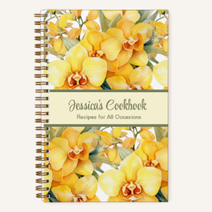 Custom Cookbook Yellow Orchids Recipes Notebook