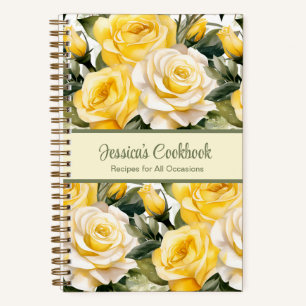 Custom Cookbook Yellow Roses Recipes Notebook