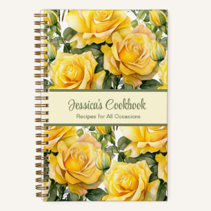 Custom Cookbook Yellow Roses Recipes Notebook