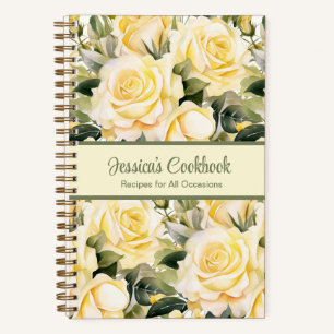 Custom Cookbook Yellow Roses Recipes Notebook