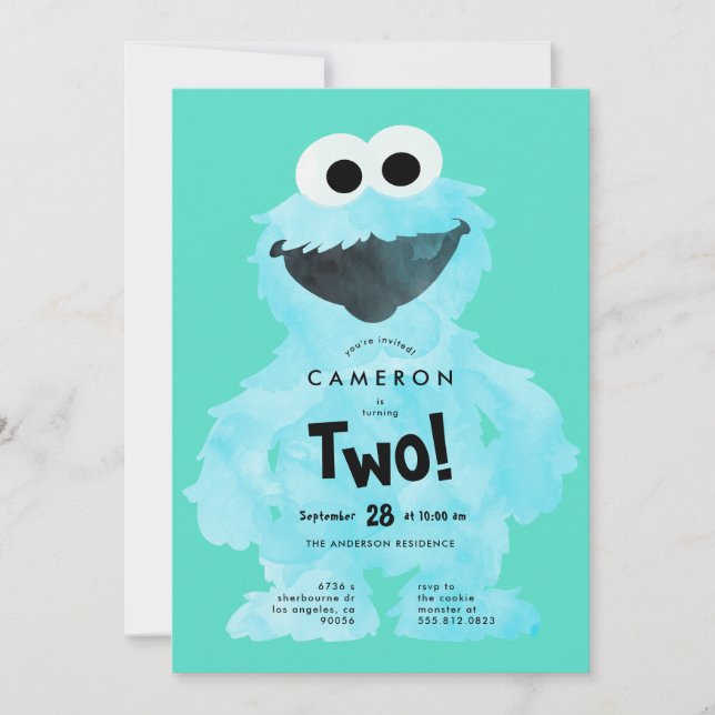 Custom COOKIE MONSTER Sesame Street Birthday Invitation (Front)