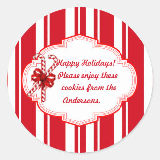 Custom Cookie Swap Candy Stripe Holiday Stickers