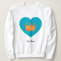 Custom Cool Aesthetic Orange Crown in Blue Heart 