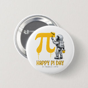 Custom Cool Astronaut Painting Pi Symbol Pi Day  6 Cm Round Badge