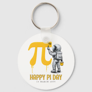 Custom Cool Astronaut Painting Pi Symbol Pi Day  Key Ring