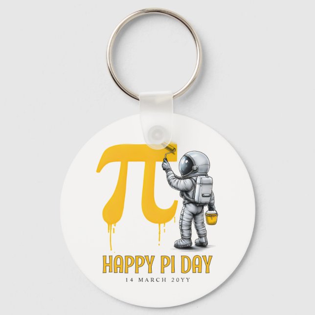 Custom Cool Astronaut Painting Pi Symbol Pi Day  Key Ring (Front)