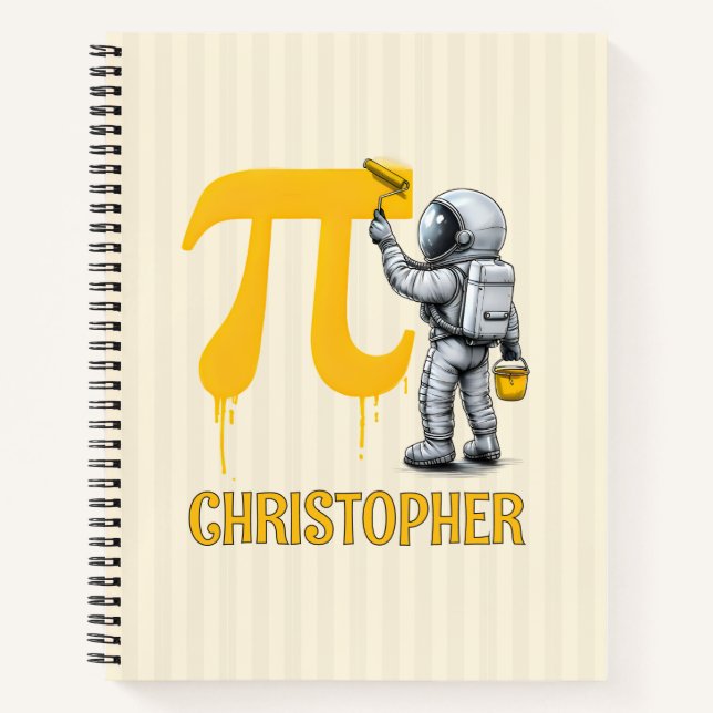 Custom Cool Astronaut Painting Pi Symbol Pi Day  Notebook (Front)