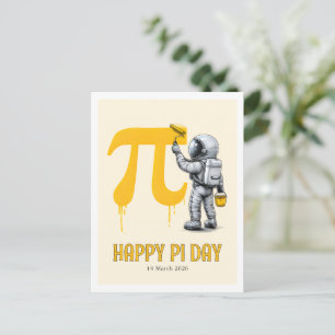 Custom Cool Astronaut Painting Pi Symbol Pi Day Postcard