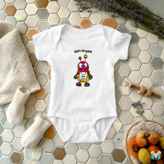 Custom Cool Baby Robot with Name and Phone Tag Bodysuit