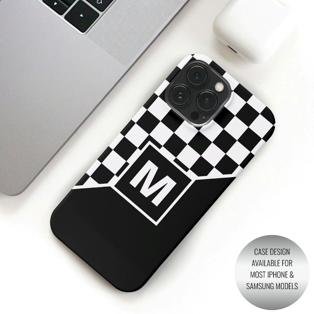 Custom Cool Black And White Chequered Flag Pattern Case-Mate iPhone Case (Creator Uploaded)