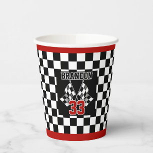 Custom Cool Black And White Chequered Flag Pattern Paper Cups