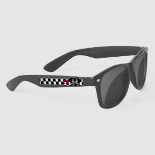 Custom Cool Black and White Chequered Flag Pattern Sunglasses