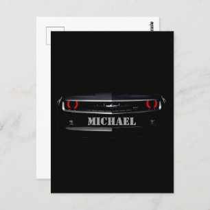 Custom Cool black Chevy Camaro Your name Postcard