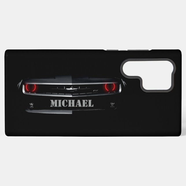 Custom Cool black Chevy Camaro Your name Samsung Galaxy S22 Ultra Case (Back Horizontal)